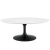 Lippa 42" Oval-Shaped Wood Coffee Table in Black White