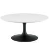 Lippa 36" Round Wood Coffee Table in Black White