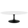 Lippa 48" Oval-Shaped Wood Top Coffee Table in Black White