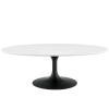 Lippa 48" Oval-Shaped Wood Top Coffee Table in Black White