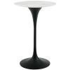 Lippa 28" Round Artificial Marble Bar Table in Black White