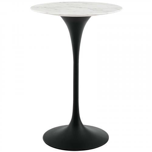 Lippa 28" Round Artificial Marble Bar Table in Black White