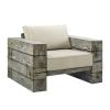 Manteo Rustic Coastal Outdoor Patio Lounge Armchair in Light Gray Beige