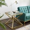 Point 25.5" Brushed Gold Metal Stainless Steel Side Table in Gold