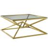 Point 39.5" Brushed Gold Metal Stainless Steel Coffee Table in Gold