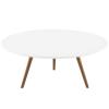 Lippa 36" Round Wood Top Coffee Table with Tripod Base in Walnut White