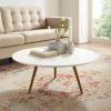 Lippa 36" Round Wood Top Coffee Table with Tripod Base in Walnut White