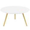 Lippa 28" Round Wood Top Coffee Table with Tripod Base in Gold White