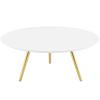 Lippa 36" Round Wood Top Coffee Table with Tripod Base in Gold White