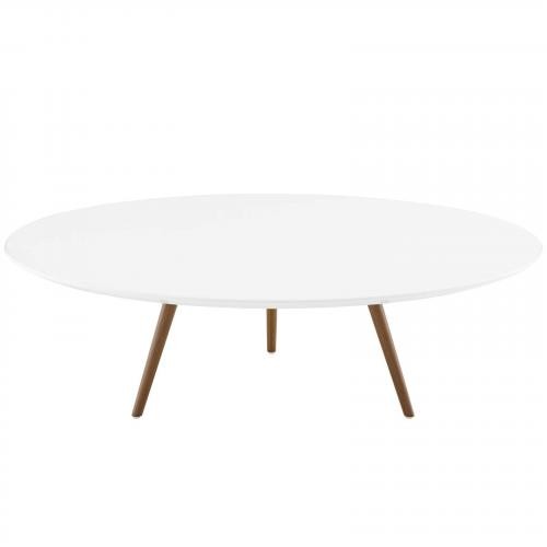 Lippa 47" Round Wood Top Coffee Table with Tripod Base in Walnut White