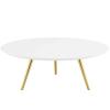 Lippa 40" Round Wood Top Coffee Table with Tripod Base in Gold White