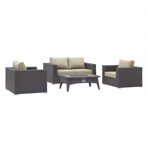 Convene 4 Piece Set Outdoor Patio with Fire Pit