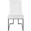 Privy Black Stainless Steel Upholstered Fabric Dining Chair