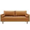 Valour Upholstered Faux Leather Sofa in Tan