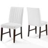 Motivate Channel Tufted Upholstered Faux Leather Dining Chair Set of 2 in White