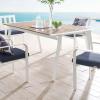 Roanoke 73 Inch Outdoor Patio Aluminum Dining Table in White Natural