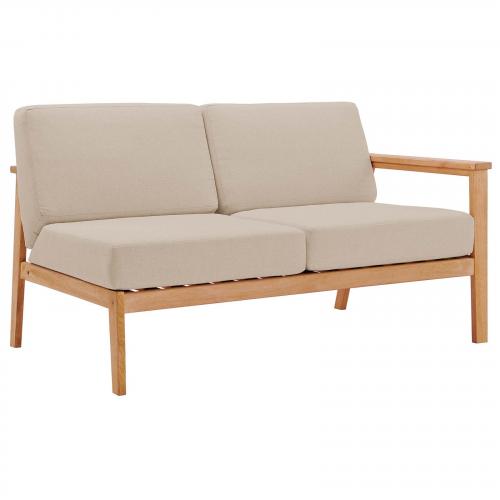 Sedona Outdoor Patio Eucalyptus Wood Right-Facing Loveseat in Natural Taupe