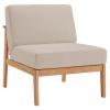Sedona Outdoor Patio Eucalyptus Wood Sectional Sofa Armless Chair in Natural Taupe