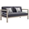 Wiscasset Outdoor Patio Acacia Wood Loveseat in Light Gray