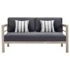 Wiscasset Outdoor Patio Acacia Wood Loveseat in Light Gray