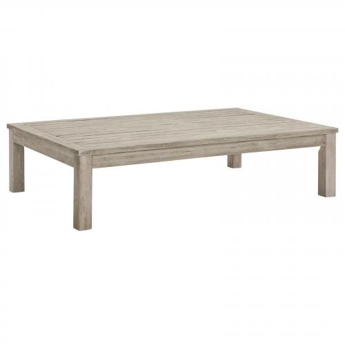Wiscasset Outdoor Patio Acacia Wood Coffee Table in Light Gray