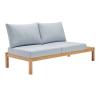 Freeport Karri Wood Outdoor Patio Loveseat with Right-Facing Side End Table in Natural Light Blue