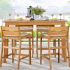 Riverlake 55 Inch Outdoor Patio Ash Wood Bar Pub Table in Natural