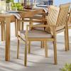 Farmstay Outdoor Patio Teak Wood Dining Armchair in Natural Taupe