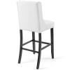 Baronet Tufted Button Faux Leather Bar Stool in White