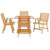 Hatteras 5 Piece Outdoor Patio Eucalyptus Wood Dining Set in Natural
