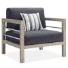 Wiscasset Outdoor Patio Acacia Wood Loveseat and Armchair Set in Light Gray