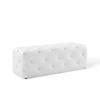 Amour 48 Inch Tufted Button Entryway Faux Leather Bench in White