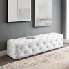 Amour 72 Inch Tufted Button Entryway Faux Leather Bench in White