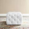 Amour Tufted Button Square Faux Leather Ottoman in White