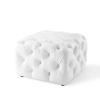 Amour Tufted Button Square Faux Leather Ottoman in White