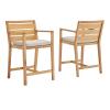 Portsmouth Outdoor Patio Karri Wood Bar Stool Set of 2 in Natural Taupe