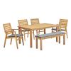 Syracuse 6 Piecce Outdoor Patio Eucalyptus Wood Dining Set in Natural Gray