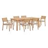 Viewscape 7 Piece Outdoor Patio Ash Wood Dining Set in Natural Taupe