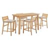 Riverlake 5 Piece Outdoor Patio Ash Wood Bar Set in Natural Taupe