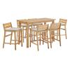 Riverlake 7 Piece Outdoor Patio Ash Wood Bar Set in Natural Taupe