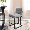 Privy Black Stainless Steel Upholstered Fabric Counter Stool