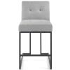 Privy Black Stainless Steel Upholstered Fabric Counter Stool