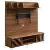 Render Wall Mounted TV Stand Entertainment Center in Walnut