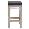 Wiscasset Outdoor Patio Acacia Wood Bar Stool Set of 2 in Light Gray