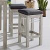 Wiscasset Outdoor Patio Acacia Wood Bar Stool Set of 2 in Light Gray
