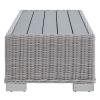 Conway 32 Inch Outdoor Patio Wicker Rattan Coffee Table in Light Gray