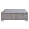 Conway 45 Inch Outdoor Patio Wicker Rattan Coffee Table in Light Gray