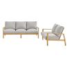 Orlean Outdoor Patio Eucalyptus Wood Sofa and Loveseat Set in Natural Light Gray