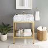 Kingsley 26 Inch Gold Stainless Steel Bathroom Vanity in Gold White