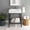 Kingsley 26 Inch Black Stainless Steel Bathroom Vanity in Black White